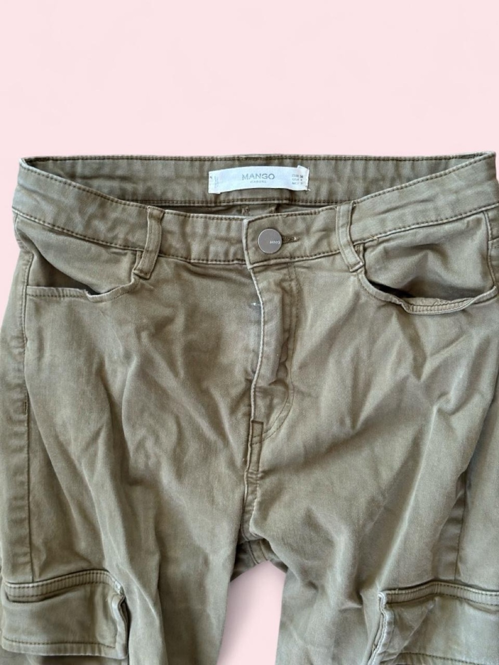 Mango Olive Green Skinny Cargo Pants
